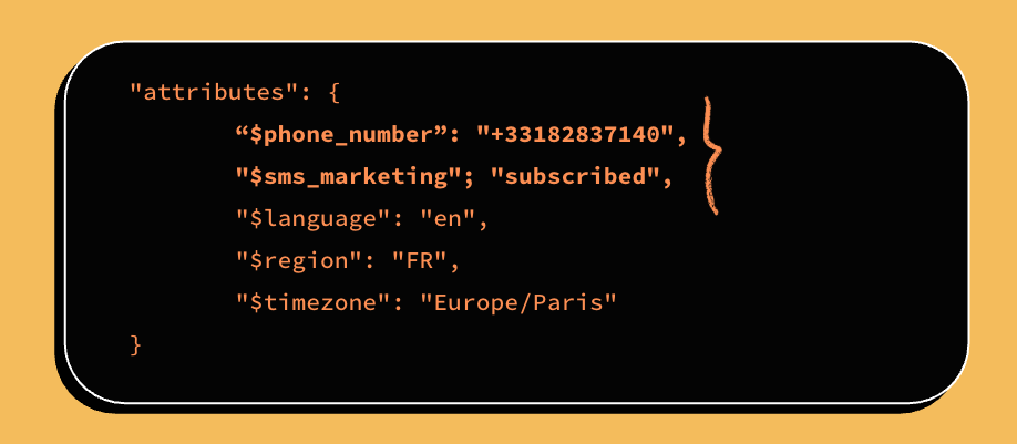 API payload with SMS contact information