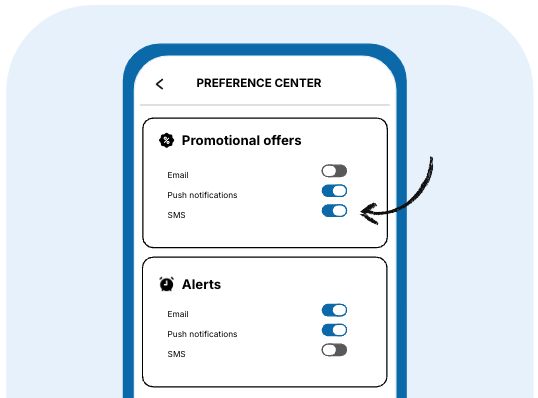 Mobile preference center